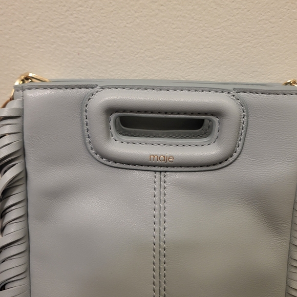 Maje Leather Mini M Bag With Extra Chain Strap Celadon (Light Tourquois Blue) - Picture 5 of 13